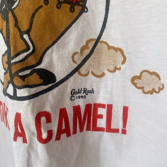 Vintage 90s Gold Rush Hanes 50/50 White Graphic Men's Tee War Propaganda Novelty - Picture 2 of 6